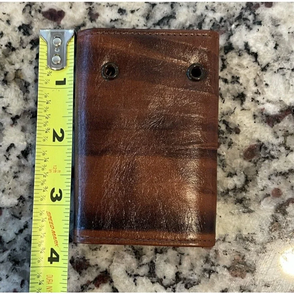 Vintage leather cowhide key wallet Botany 500 Holds 6 Keys Brown Excellent